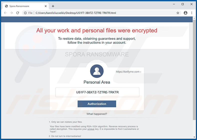 Spora ransomware English ransom note