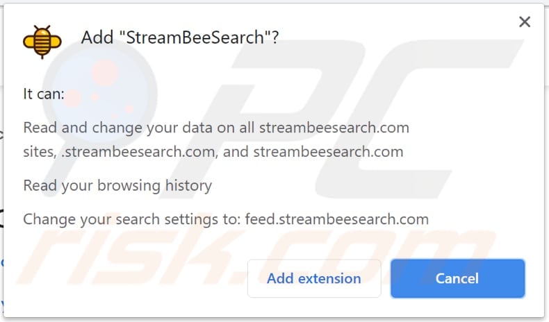 streambeesearch browser hijacker notification