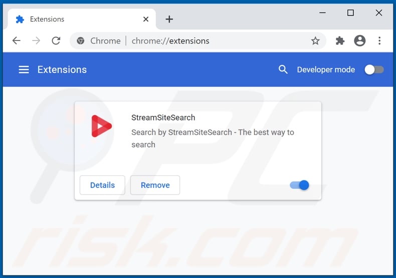 Removing streamssitesearch.com related Google Chrome extensions