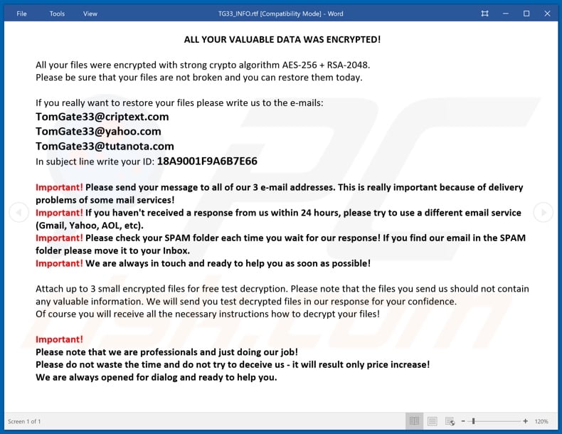 TG33 decrypt instructions (TG33_INFO.rtf)