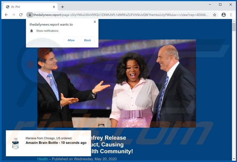 thedailynews[.]report pop-up redirects
