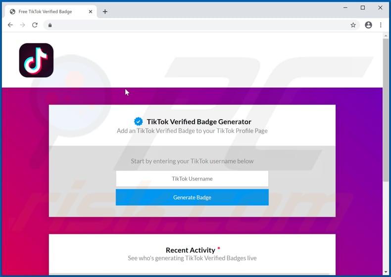 TikTok Verified Badge Generator scam scam