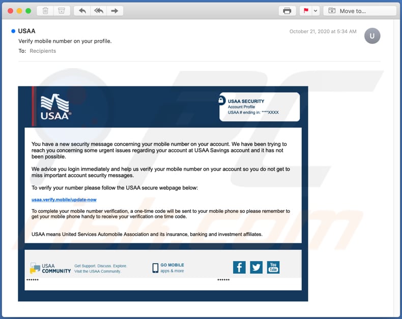 https://www.pcrisk.com/images/stories/screenshots202010/usaa-email-scam-another-variant.jpg