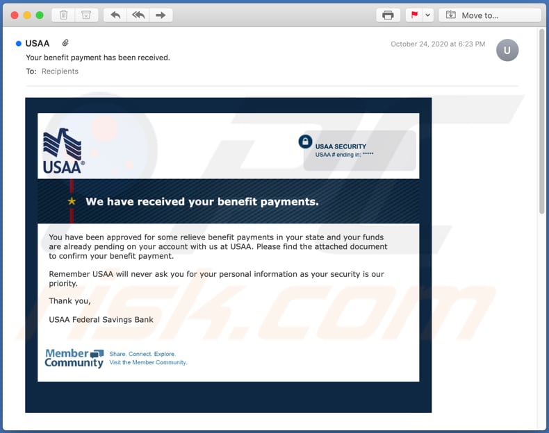 USAA email scam email spam campaign