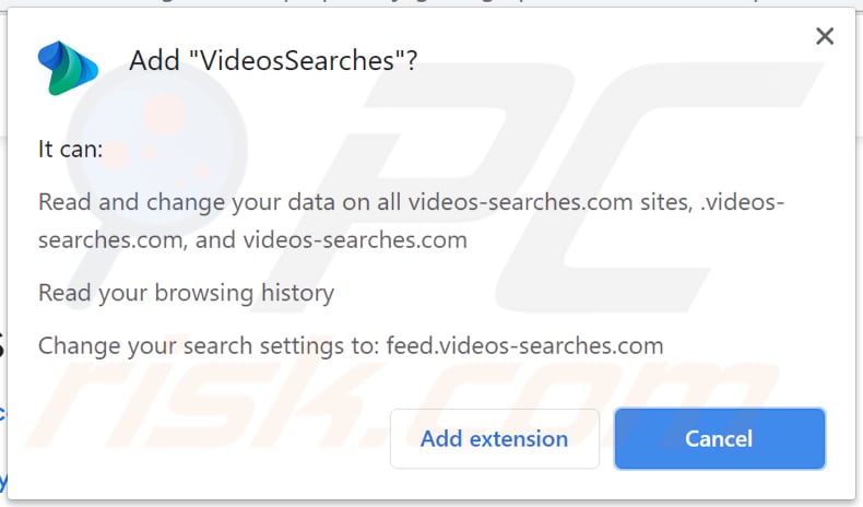 videossearches browser hijacker notification