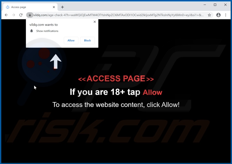 vildq[.]com pop-up redirects