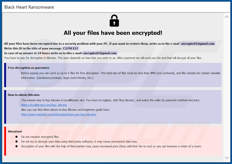 Viper ransomware ransom note (how to recover my files.hta)