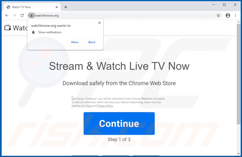 watchtvnow[.]org pop-up redirects