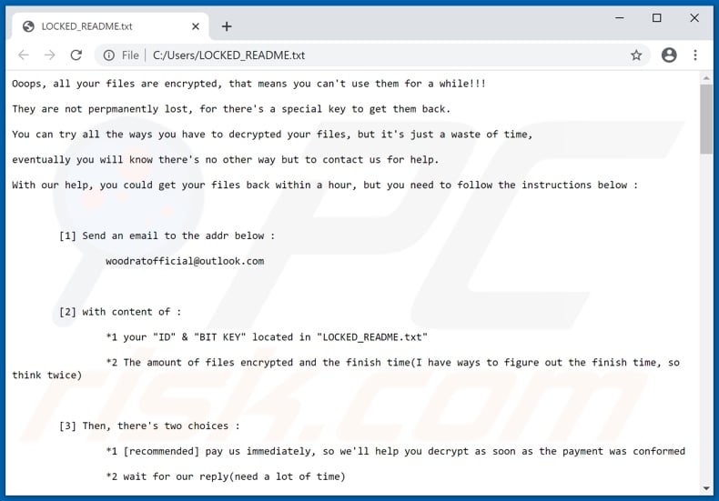 Woodrat decrypt instructions (LOCKED_README.txt)