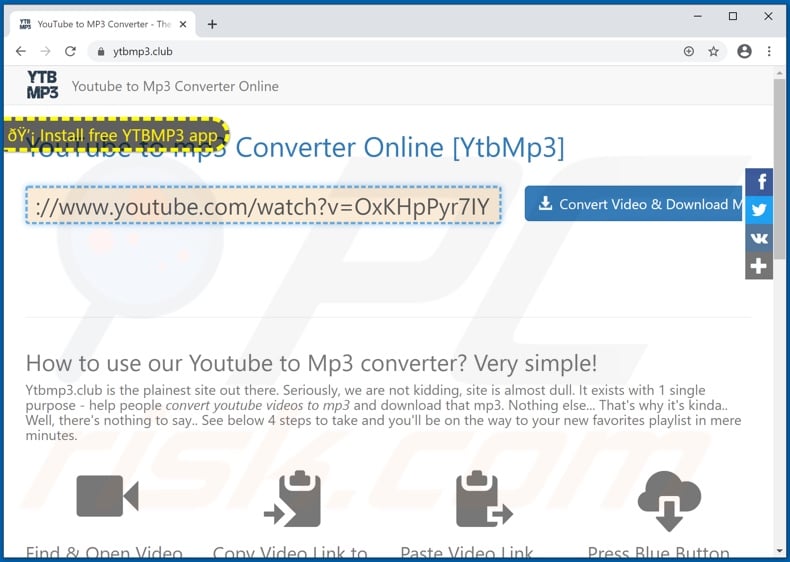 ytbmp3[.]club pop-up redirects