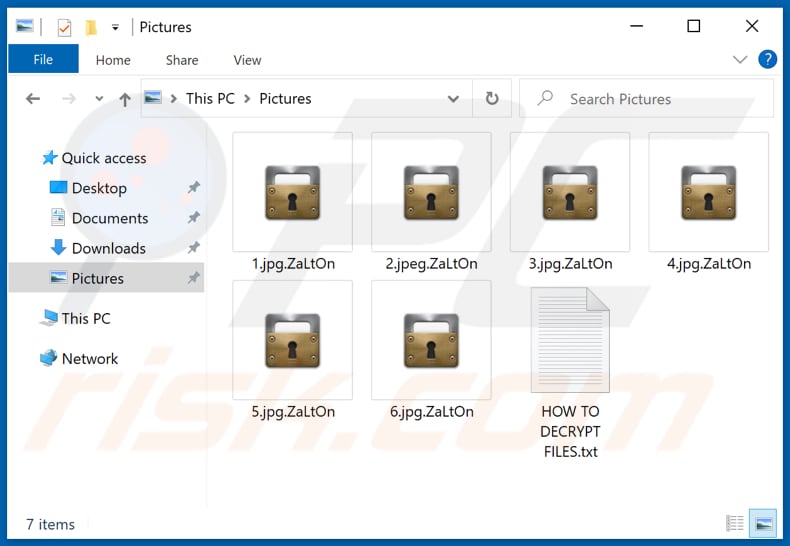 Files encrypted by ZaLtOn ransomware (.ZaLtOn extension)