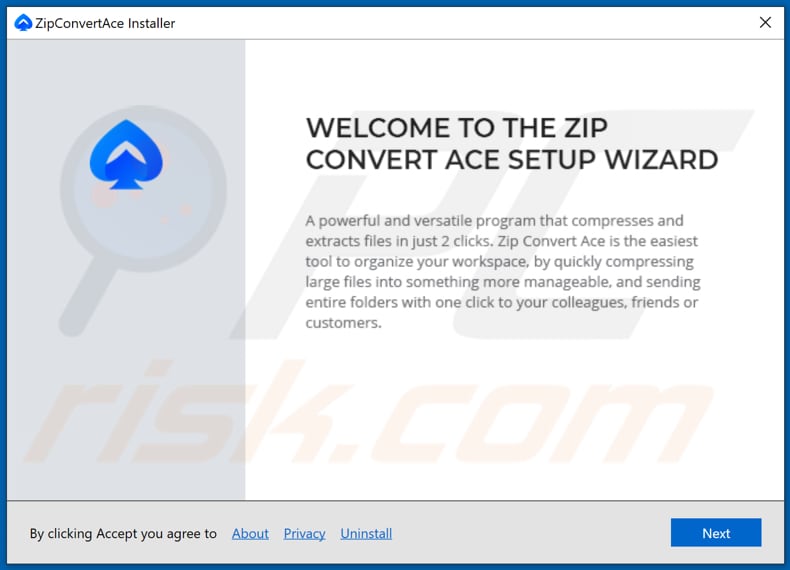 ZipConvertAce PUA installation setup