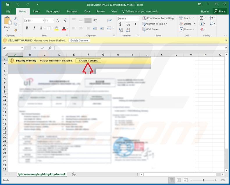 Malicious MS Excel document spreading Agent Tesla RAT (2020-11-12)