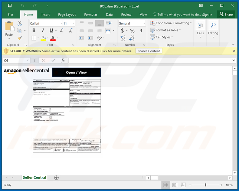 Malicious Amazon-themed MS Excel document (2020-11-05)