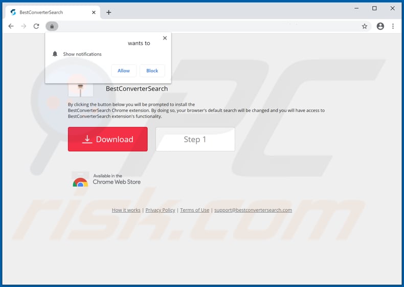 Website used to promote BestConverterSearch browser hijacker
