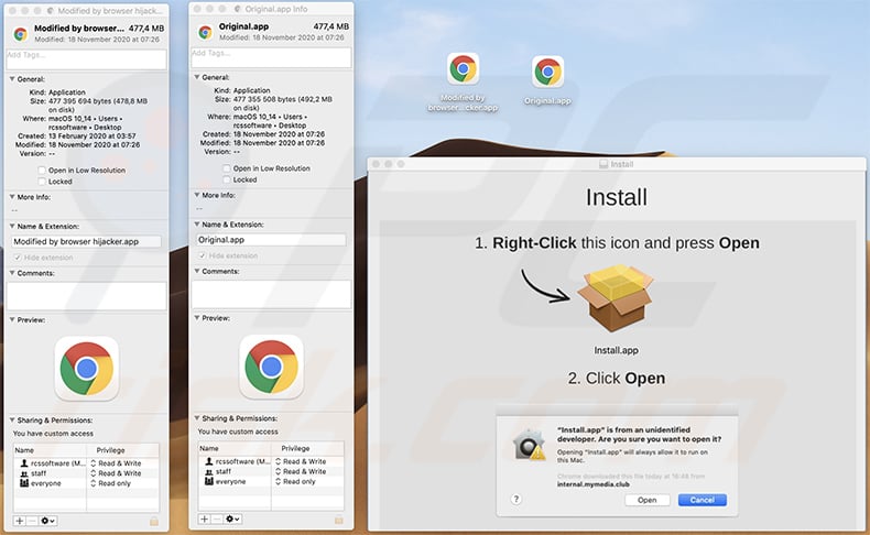 Browser hijacker corrupting Google Chrome web browser (Mac)