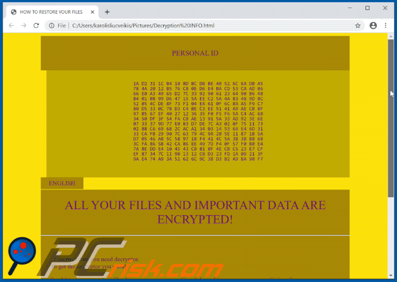 CCC ransomware ransom note (Decryption INFO.html) appearance GIF