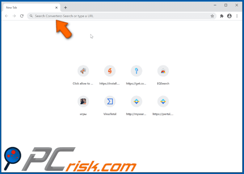 Converterz-Search browser hijacker appearance GIF