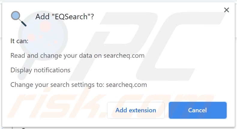 eqsearch browser hijacker notification