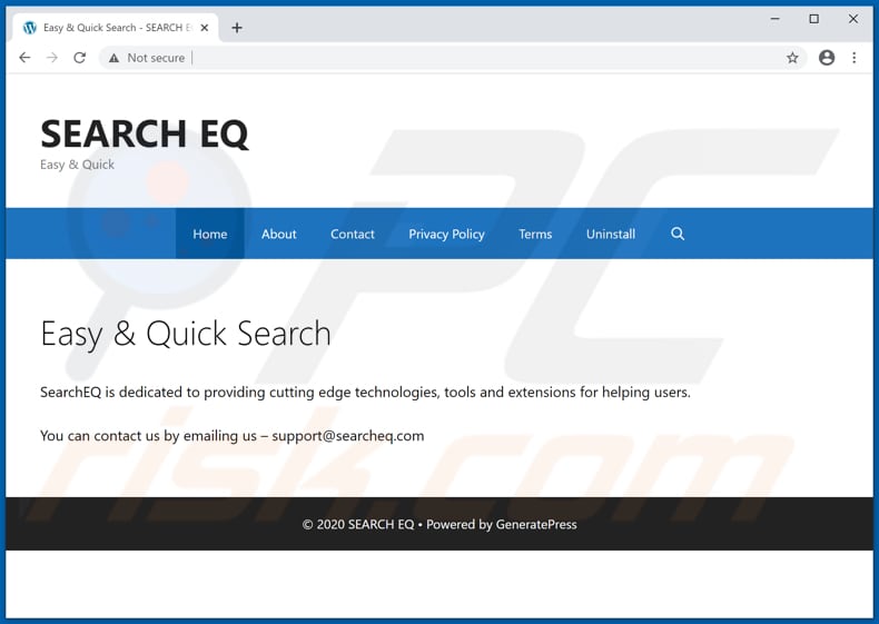 Website used to promote EQSearch browser hijacker