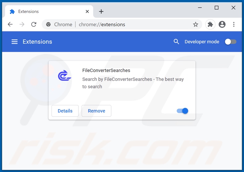 Removing fileconvertersearches.com related Google Chrome extensions