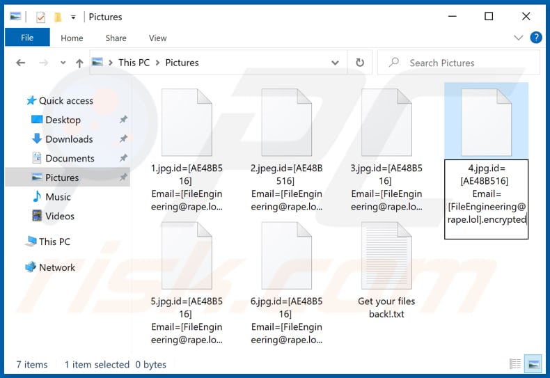 Files encrypted by second variant of the FileEngineering ransomware (.encrypted extension)