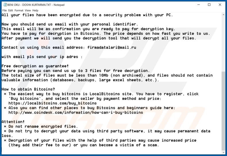 Firmadatalari decrypt instructions (BENI OKU - DOSYA KURTARMA.TXT)