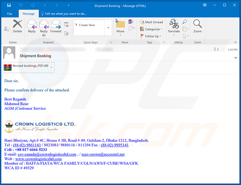 Spam email used to spread FormBook malware (2020-11-10)