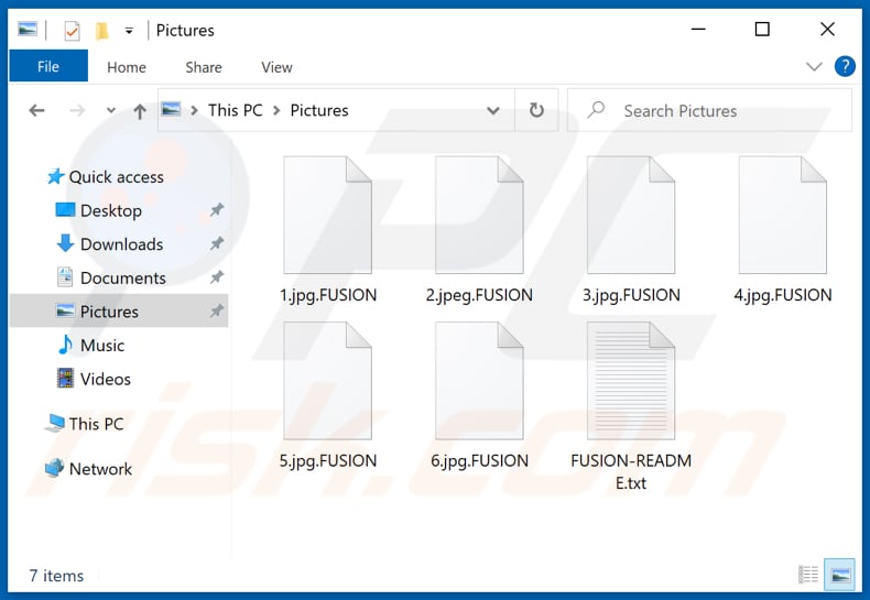 Files encrypted by FUSION ransomware (.FUSION extension)