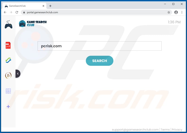 gamesearchclub.com browser hijacker
