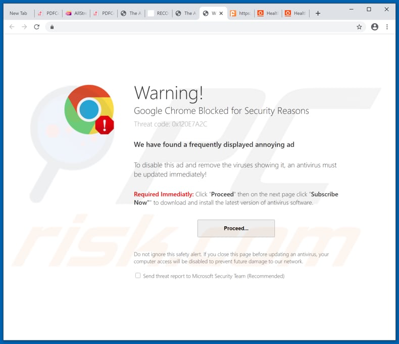 Google Chrome Blocked for Security Reasons scam