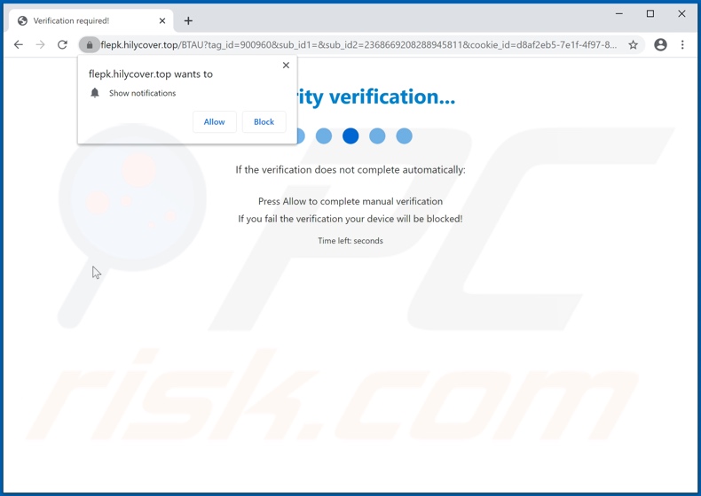 hilycover[.]top pop-up redirects