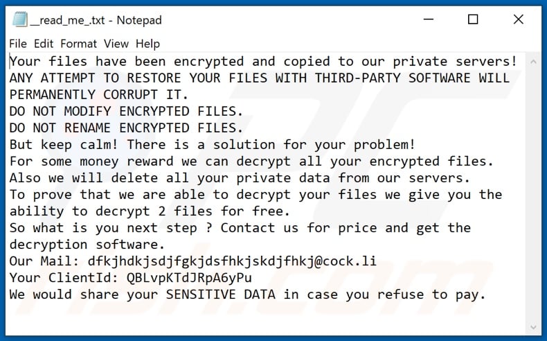 Howareyou decrypt instructions (__read_me_.txt)