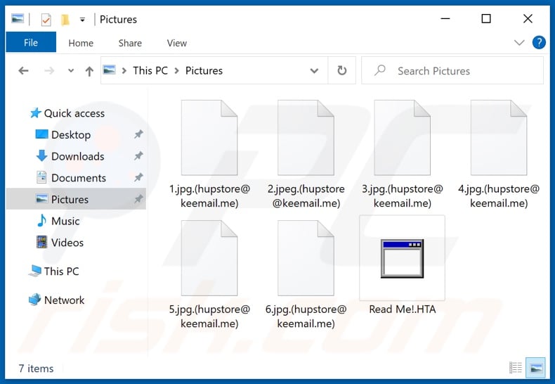 Files encrypted by Hupstore ransomware (.(hupstore@keemail.me) extension)