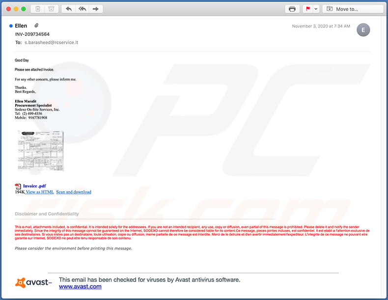 Invoice-themed spam email spreading a malicious .IMG file (2020-11-10)