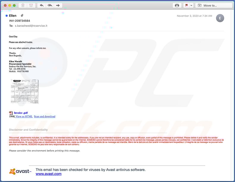 Invoice-themed spam email spreading a malicious .IMG file (2020-11-10)