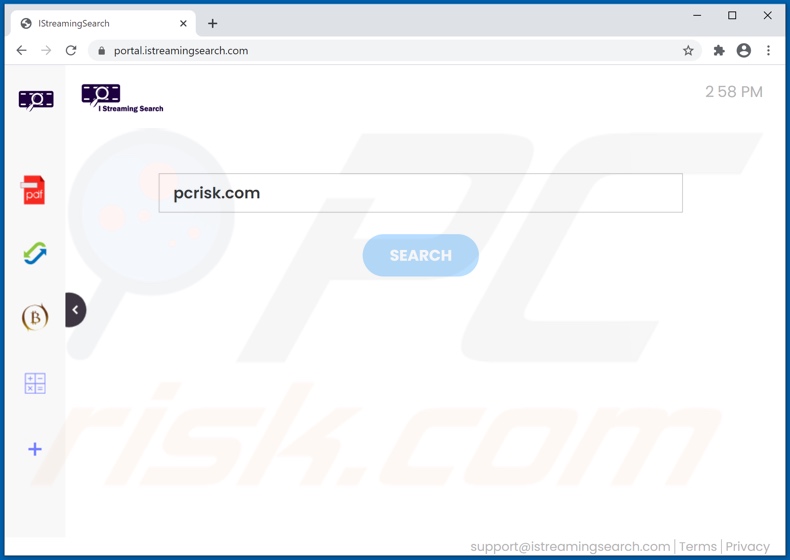 istreamingsearch.com browser hijacker