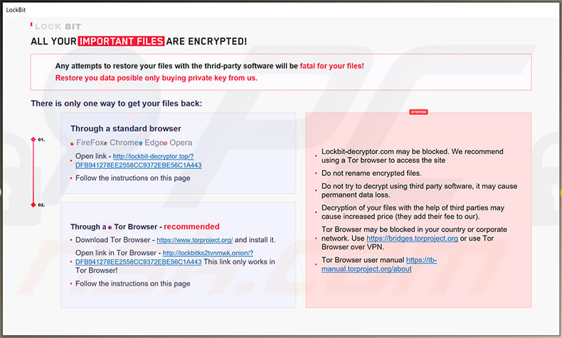 LockBit ransomware pop-up window