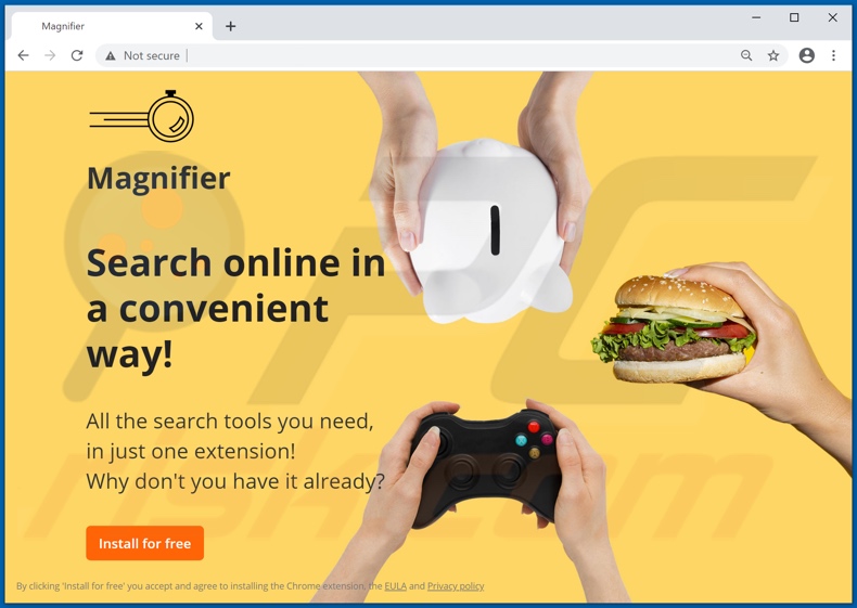 Website used to promote Magnifier Search browser hijacker
