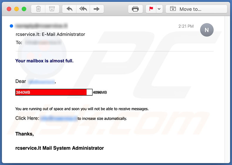 Mail-quota themed phishing email (2020-11-06)