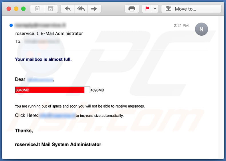 Mail-quota themed phishing email (2020-11-06)