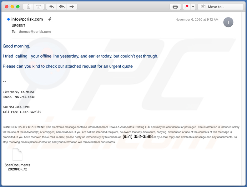 Spam email used to spread MassLogger malware