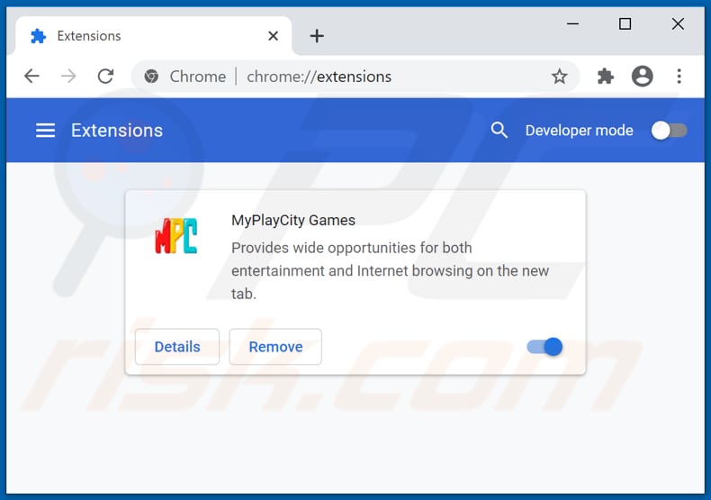 Removing myplaycity.com related Google Chrome extensions