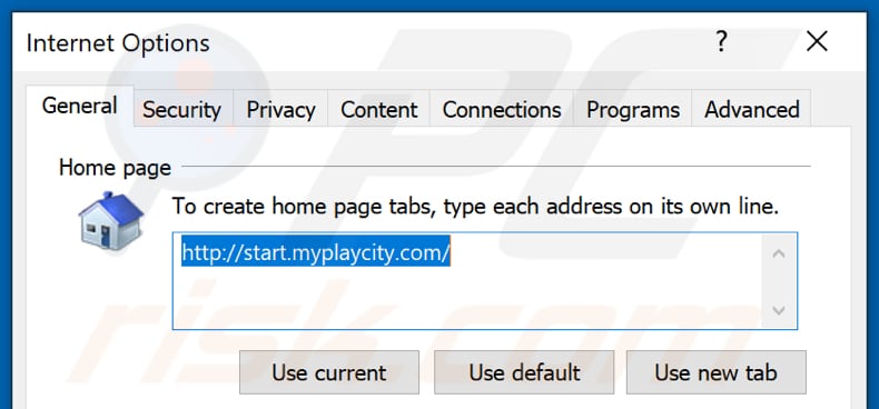 Removing myplaycity.com from Internet Explorer homepage