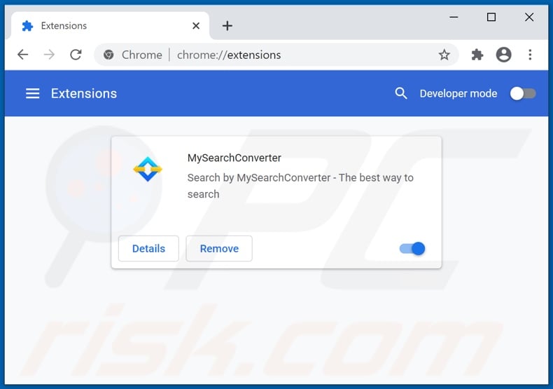 Removing mysearchconverter.com related Google Chrome extensions