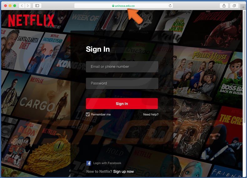 Fake Netflix website - unincca.edu.co