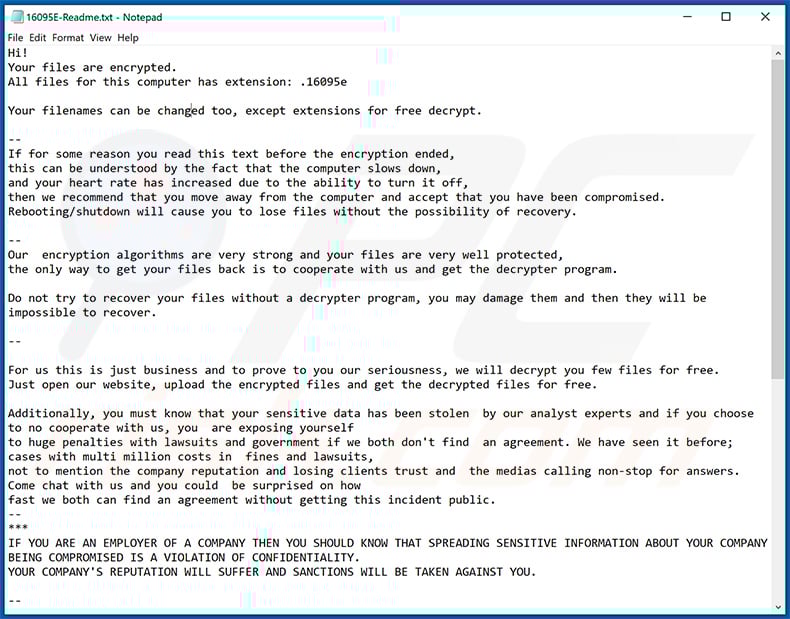 NetWalker ransomware ransom note (2020-11-27)