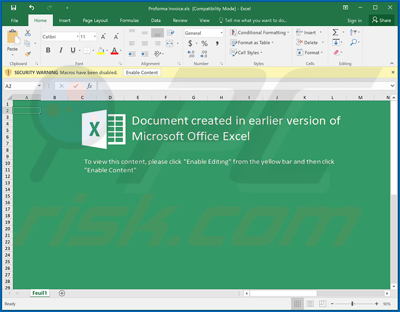 Malicious MS Excel document used to spread NetWire RAT