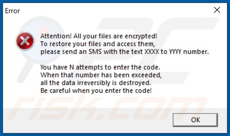 ni**er ransomware error pop-up
