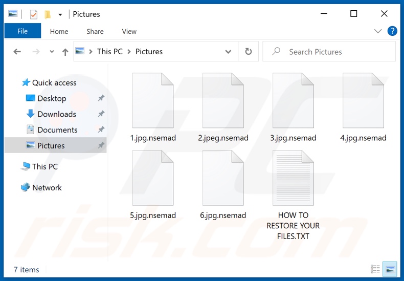 Files encrypted by Nsemad ransomware (.nsemad extension)